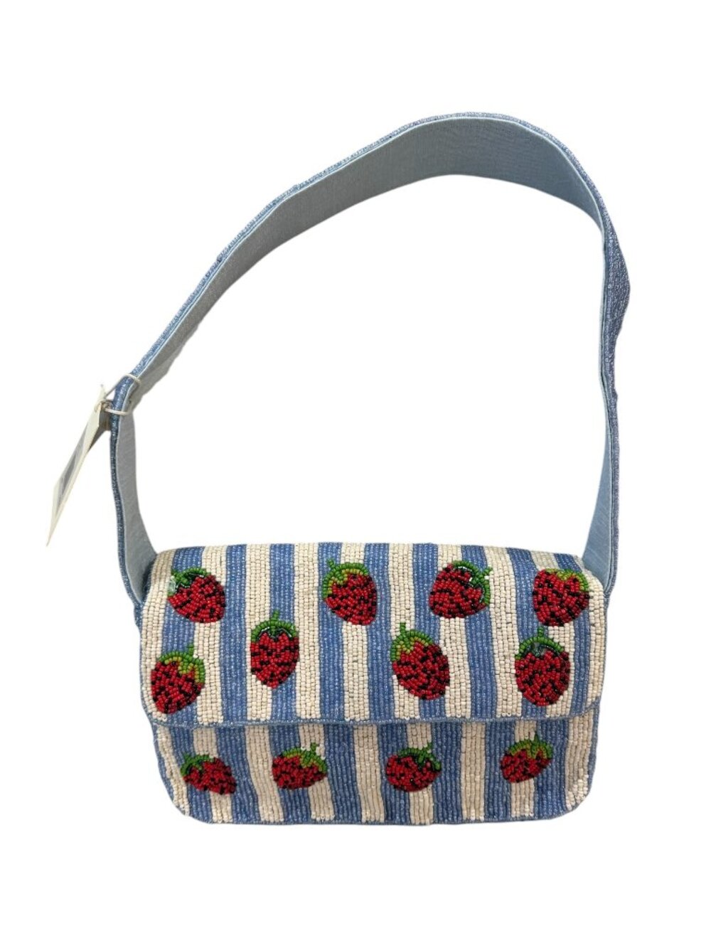 Sol And Mer Beaded Bag Strawberries Blue White Stripes New Release NWT
